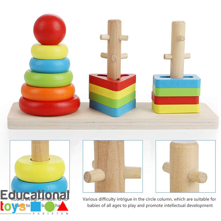 Rainbow Three Column Shape Sorting Tower