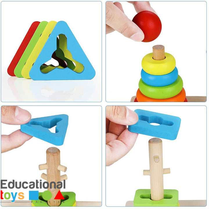 Rainbow Three Column Shape Sorting Tower