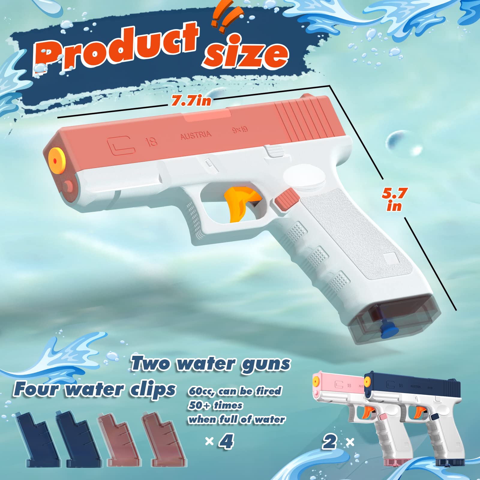 Chargeable Water Gun Glock Style for kids